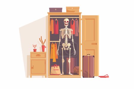 skeleton in the closet isolated vector style
