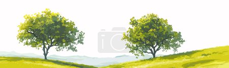 spring landscape acrylic oil paint isolated vector style