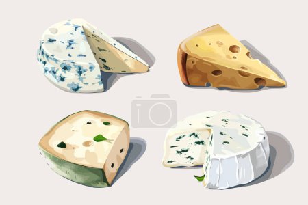 Ilustración de Surtido de quesos gourmet aislados estilo vector - Imagen libre de derechos