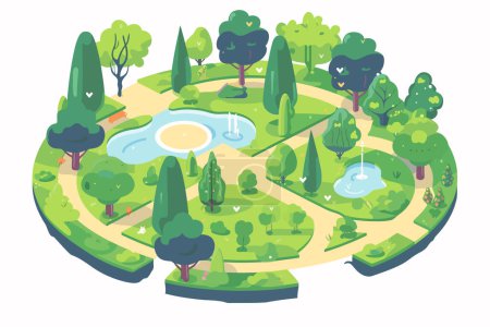 Illustration for City park aerial view isolated vector style - Royalty Free Image
