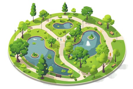 Illustration for City park aerial view isolated vector style - Royalty Free Image