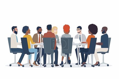 Illustration for Diverse professionals in a meeting isolated vector style - Royalty Free Image