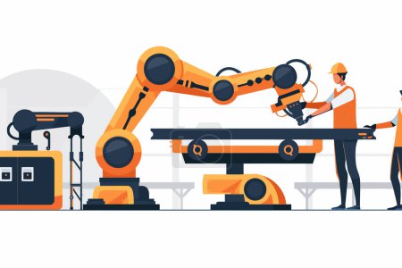 Illustration for Human-robot teamwork in industry isolated vector style - Royalty Free Image