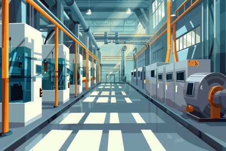Ilustración de Fábrica industrial interior aislado vector estilo - Imagen libre de derechos