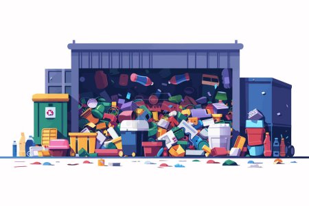 Recycling center full of plastic waste isolated vector style
