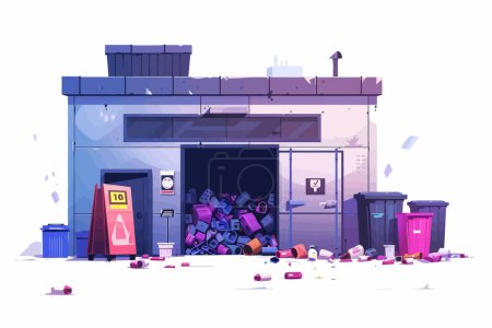 Illustration for Recycling center full of plastic waste isolated vector style - Royalty Free Image