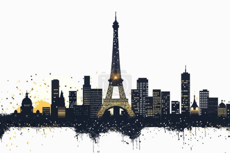 Illustration for The Eiffel Tower illuminated at night isolated vector style - Royalty Free Image
