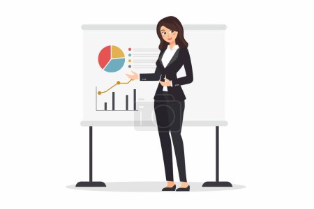Illustration for Woman in business suit presenting slides isolated vector style - Royalty Free Image