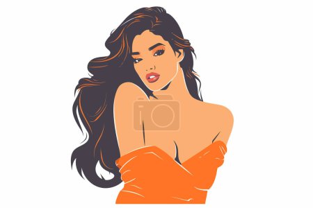 Illustration for Bollywood actress posing at an event isolated vector style - Royalty Free Image
