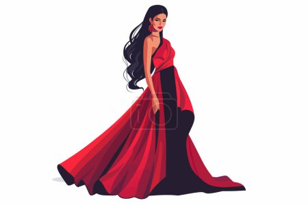 Illustration for Bollywood actress posing at an event isolated vector style - Royalty Free Image