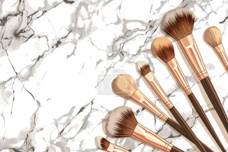 Illustration for Cosmetic brushes on a marble countertop isolated vector style - Royalty Free Image