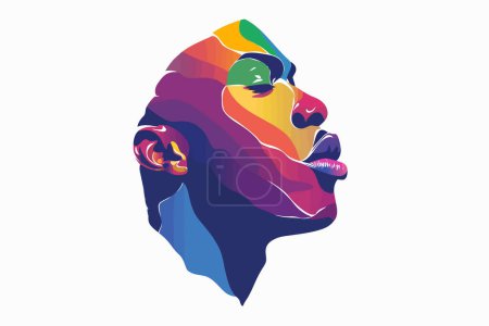 Ilustración de Gay hombre con colorido lipstic aislado vector estilo - Imagen libre de derechos