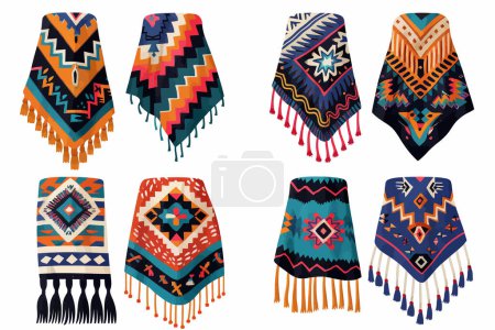 Illustration for Handcrafted Mexican blanket designs isolated vector style - Royalty Free Image