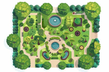 Illustration for Ornamental city park from above isolated vector style - Royalty Free Image