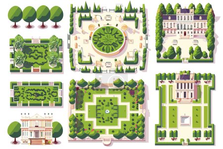 Illustration for Ornamental city park from above isolated vector style - Royalty Free Image