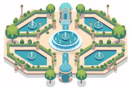 Ornamental city park from above isolated vector style