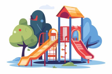 Ilustración de Parque infantil en un parque suburbano aislado estilo vector - Imagen libre de derechos