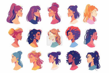 Portraits of girls with unique skin tones isolated vector style