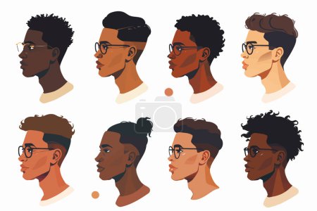 Portraits of man with unique skin tones isolated vector style