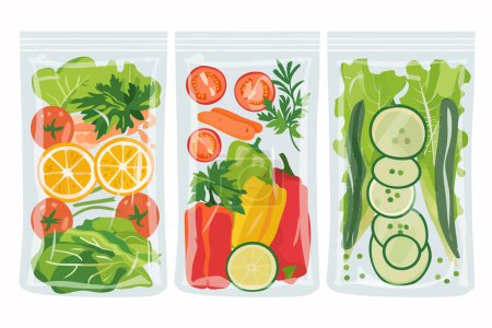 Illustration for Sealable food storage bags isolated vector style - Royalty Free Image