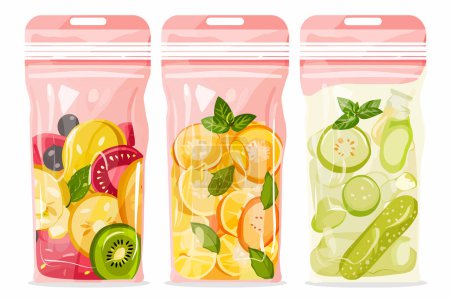 Sealable food storage bags isolated vector style