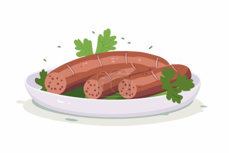 Illustration for Traditional German bratwurst dish isolated vector style - Royalty Free Image