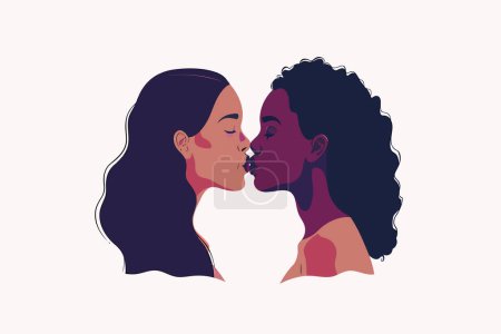 zwei homosexuelle Frauen küssen isolierten Vektorstil