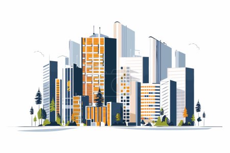Ilustración de Vectores arquitectónicos de rascacielos modernos aislados estilo vectorial - Imagen libre de derechos