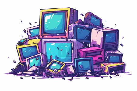 Artistic pile of electronic waste isolated vector style