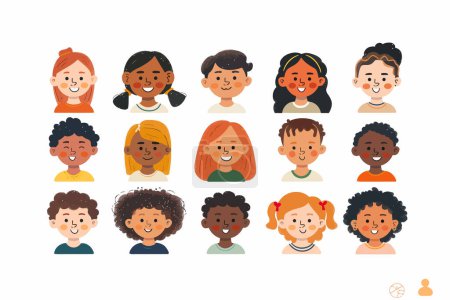 Illustration for Candid portrait of children with diverse skin tones isolated vector style - Royalty Free Image
