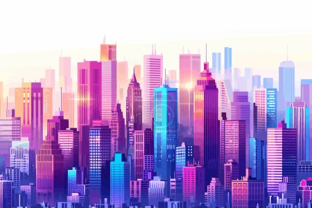 Drone shot of bustling cityscape isolated vector style