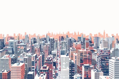 Téléchargez les illustrations : Drone shot de style vectoriel isolé paysage urbain animé - en licence libre de droit