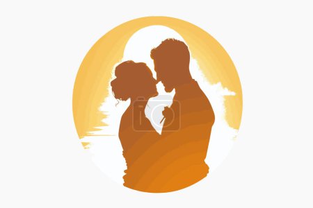 Illustration for Golden hour wedding photo with dramatic lighting isolated vector style - Royalty Free Image