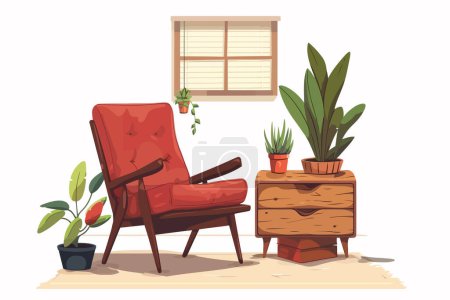 Ilustración de Muebles vintage hechos a mano en estilo vectorial aislado rústico - Imagen libre de derechos
