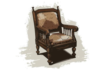Illustration for Handcrafted vintage furniture in rustic setting isolated vector style - Royalty Free Image