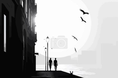 Ilustración de Estilo vectorial aislado de fotografía callejera en blanco y negro de alto contraste - Imagen libre de derechos