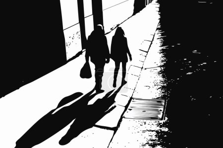 Illustration for High contrast black and white street photography isolated vector style - Royalty Free Image