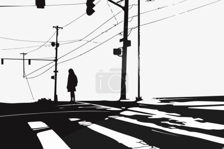 Ilustración de Estilo vectorial aislado de fotografía callejera en blanco y negro de alto contraste - Imagen libre de derechos