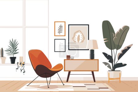 Téléchargez les illustrations : Décor de maison minimaliste moderne style vectoriel isolé - en licence libre de droit