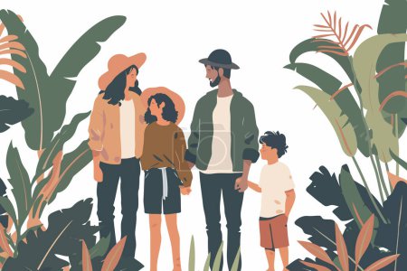 Illustration for Outdoor portrait of a family in a natural setting isolated vector style - Royalty Free Image