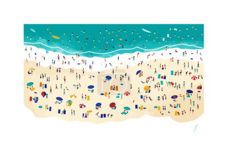 Overhead shot of a crowded beach isolated vector style