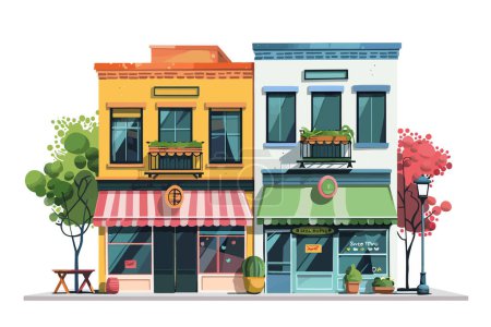 Vibrant storefronts in a historic district isolated vector style