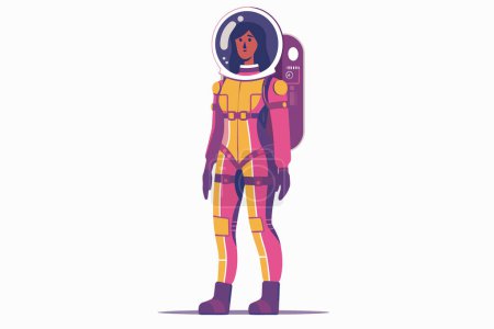 Téléchargez les illustrations : Femme en costume de combinaison spatiale bricolage isolé style vectoriel - en licence libre de droit