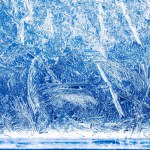 Light Blue Frosty Ice Pattern On Window - Winter Ice Crystal Background