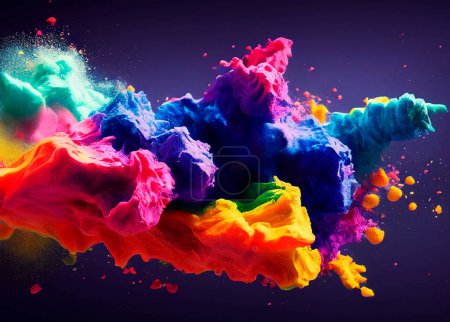 Explosion of colored powder isolated on black background. Abstract colored background.