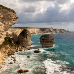 Cliffs near the city of Bonifacio, Corsica France.