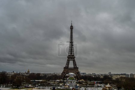 Old and famous Eiffel Tower in Paris France Europe