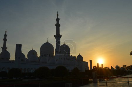 The grand Sheikh Zayed mosque domes and pillars in UAR Abu Dhabi