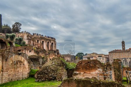 Photo for Ruins of ancient and old Roman Forum in Rome Italy Europe - Royalty Free Image