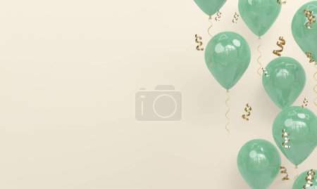 Licht Feier Hintergrund mit realistischen grün roten Luftballons 3D Render